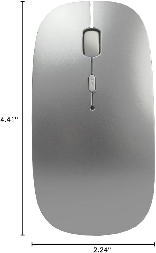 SUNGI Bluetooth Mouse,Wireless Slim Silent Mouse Jiggler Rechargable Mouse for iPad/MacBook/Tablet/PC/Cellphone,Gray
