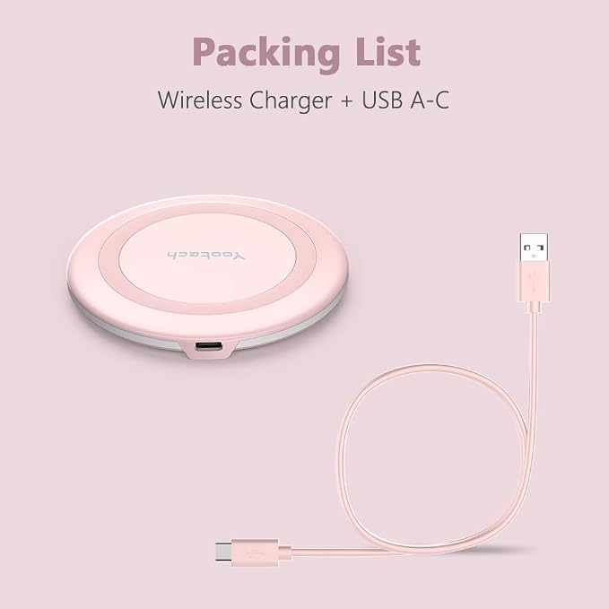 Yootech Wireless Charger,10W Max Wireless Charging Pad Compatible with iPhone 17/17 Pro/17 Pro Max/Air/16/15/14/13/SE 2022/12/11,Samsung Galaxy S25/S24/S23,for AirPods Pro 3(No AC Adapter)