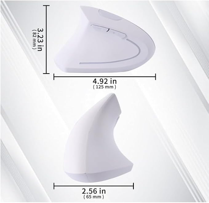 Left Handed Mouse, Ergonomic 2.4GHz Vertical Optical Wireless Mouse with USB Receiver DPI (800/1200/1600) for PC Computer Laptop Macbooks,Cordless Mice Specially for Lefty Left-handers(White)