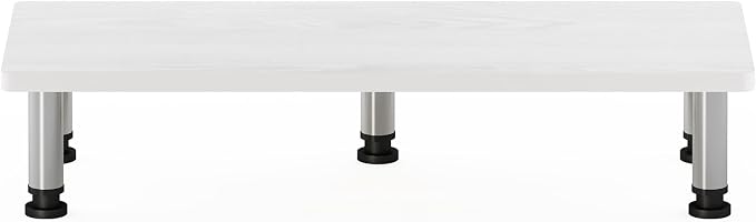 Furinno Turn-N-Tube Monitor Riser Stand, White Oak, Stainless Steel Tubes