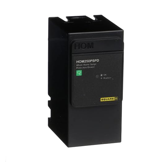 Square D - HOM250PSPD Homeline Whole House Surge Protection Device, 50kA, 120/240V, 1-Phase, No Wiring, Plug-On Neutral