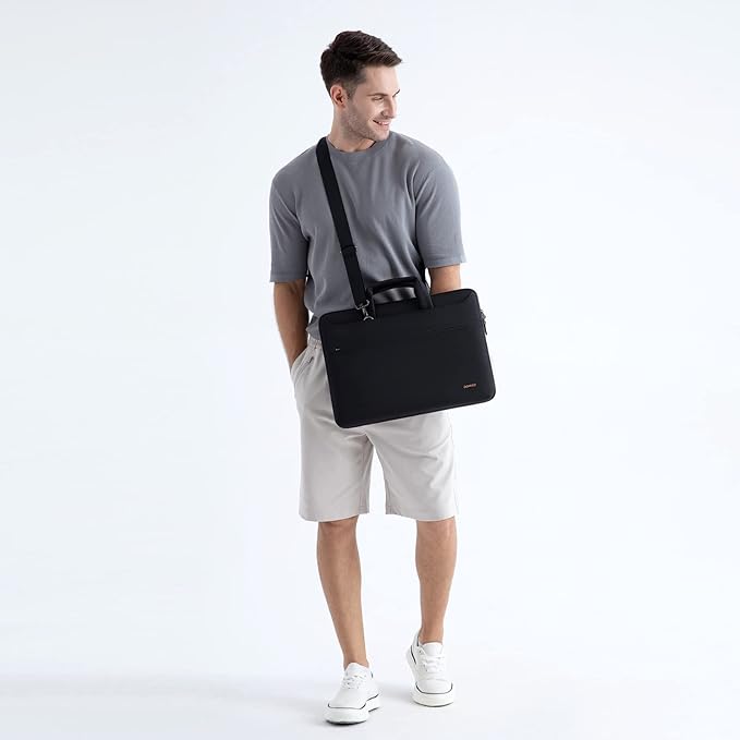DOMISO 15.6 inch Laptop Messenger Shoulder Bag Tote Bag for Women for Men,Business Travel Work Computer Bag Case Briefcase,Compatible with 16 inch MacBook Pro/Max,15.6 inch HP Dell XPS 16, Black