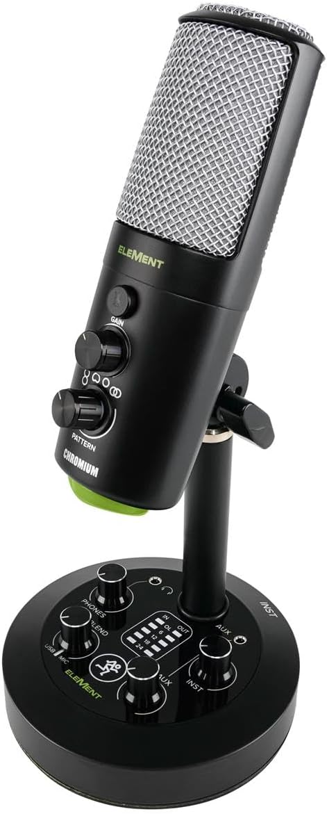 Mackie EM-Series, Premium USB Condenser Microphone with Built-in 2-Channel Mixer (EM-Chromium)