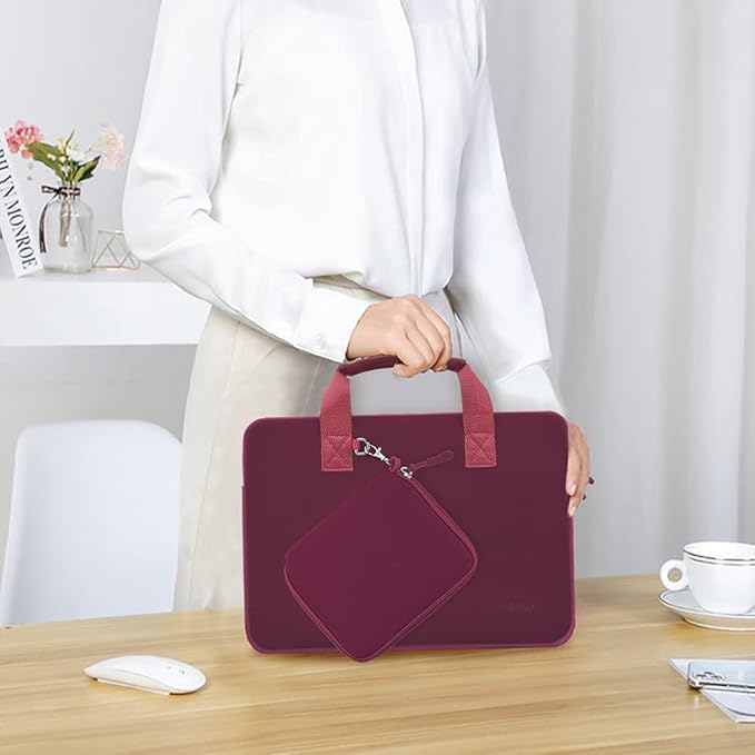 Hseok Laptop Sleeve 13.3-14 inch Case with Small Pouch, Neoprene Computer Bag Compatible with MacBook Neo/Pro 14 M5/M4/M3/M2/M1, Mac Air/Pro 13.3, XPS 14 and Most 13-14 inch Notebooks,R02D01