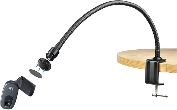 Brio 101 Webcam Stand, Magnetic Webcam Clamp Mount Holder Compatible with Logitech Brio 101 100/Brio 301 300/Brio 501 500/Brio 4K/C270/C310 webcams