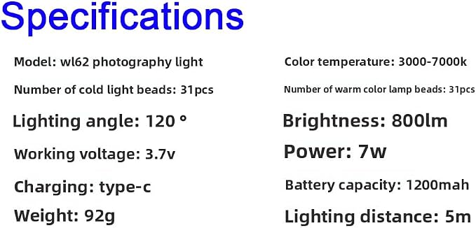 LED Video Light for Camera, Mini Rechargeable Photography Fill Light CRI 95+, Portable Bi-Color 2500K-6000K Vlog Light with 2000mAh Battery for Nikon Sony DSLR, YouTube TikTok Vlogging Zoom Call