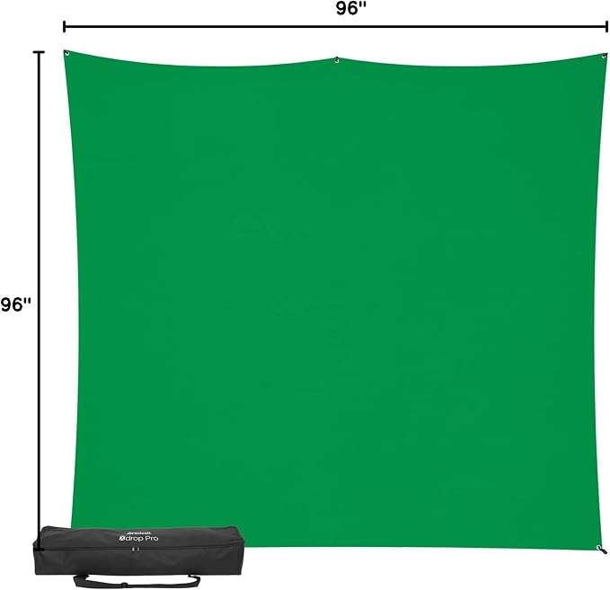 Westcott 8'x8' Chroma-Key Green Screen X-Drop Pro Wrinkle-Resistant Backdrop Kit - for Headshots, Video Interviews, and Photo Booths