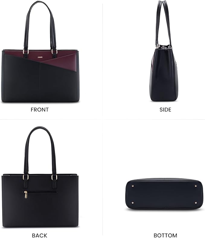 LOVEVOOK Laptop Tote Bag for Women, Office Work Bag Briefcase fit for 15.6 inch Laptop, Large Capacity Teacher Computer Bag Handbag Black/Purple
