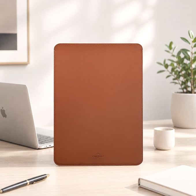 Comfyable Laptop Sleeve 15 Inch Precisely Compatible with MacBook Air 15" M5 M4 M3 M2 2026, Faux Leather Cover Case, Brown