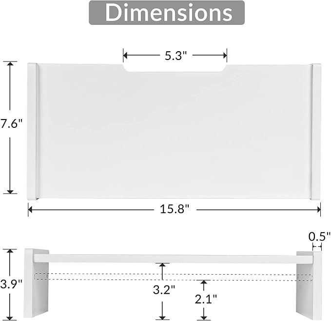 KINLINK Solid Wood Monitor Stand Riser, Monitor Riser with 2 Adjustable Height, 15.8 inch Computer Riser for Computer, iMac, PC, Printer, Computer Monitor Stand for Home & Office, White