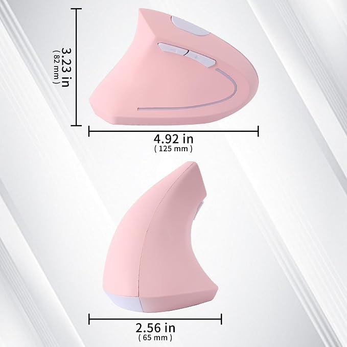 Left Handed Mouse, Ergonomic 2.4GHz Vertical Optical Wireless Mouse with USB Receiver DPI (800/1200/1600) for PC Computer Laptop Macbooks,Cordless Mice Specially for Lefty Left-handers(Pink)