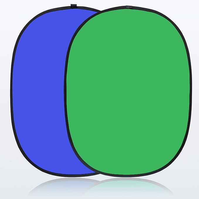 Koopro 5’×7’ Collapsible Twist Background Double-Sided Pop Up Flex Backdrops Chroma Blue & Green Portrait Screen Professional Video Photography and Television Studio Props with Carrying Case