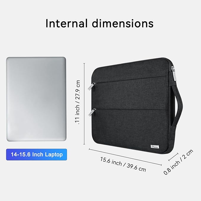 Voova 15.6 16 Inch Laptop Sleeve Case Compatible with MacBook Pro 16 M1/M2/M3/M4 Max 2019-2025, 15.6-16” Hp Lenovo Acer Asus, Waterproof Slim Computer Bag Cover with Handle, Black