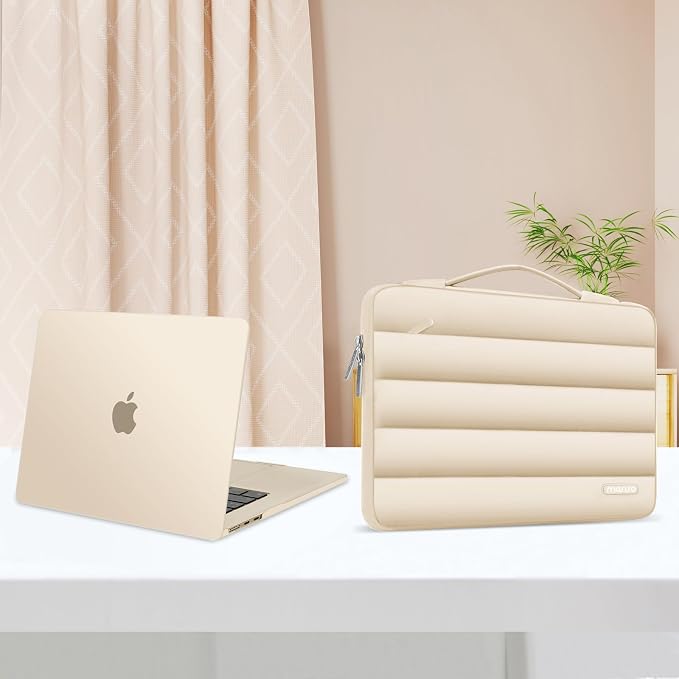 MOSISO Compatible with MacBook Air 15 inch Case M5 2026 M4 2025 M3 2024 M2 2023 A3448 A3241 A3114 A2941, Plastic Hard Shell Case&Puffy Sleeve Bag&Keyboard Skin&Webcam Cover&Screen Film, Starlight