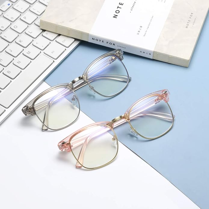Fashion Vintage Classic Semi-Rimless Half Frame Clear Lens Glasses