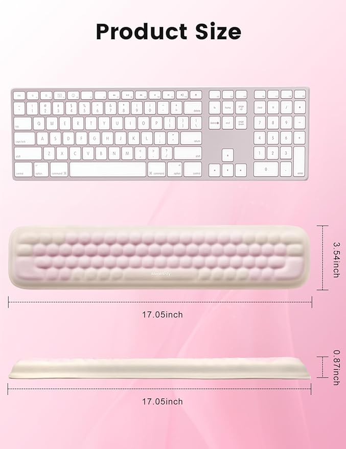 Meatanty Keyboard Wrist Rest, Ergonomic Keypad Support, Soft Memory Foam Hand Rest Pad for Typing Comfort, Computer Desk Accessory for Hand Palm Pain Relief, Laptop Office Home School Women Girl Cute