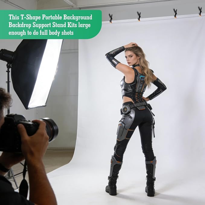 Black White Backdrop Screen with Stand Kit, 5 x 6.5 ft Photo Backdrop Kit, 2-in-1 Revisible Black Backdrop White Screen with T-Shaped Stand and 5 Clamps for Photography Party Decorations