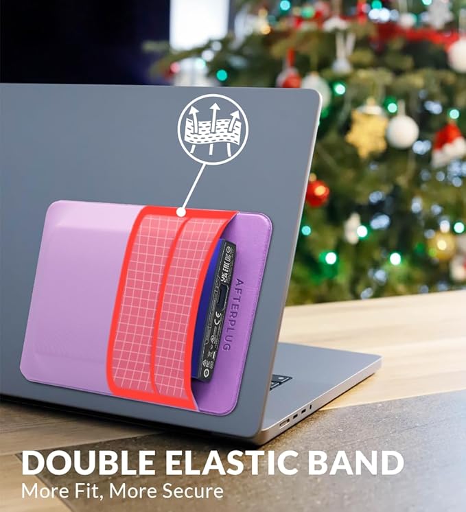 2-Pocket Adhesive Hard Drive Holder for Laptop, Stick-On Pocket Pouch for External Portable SSD, HDD, Slim Mouse and Cables (Large - Fits SSD & 2.5" Drives)