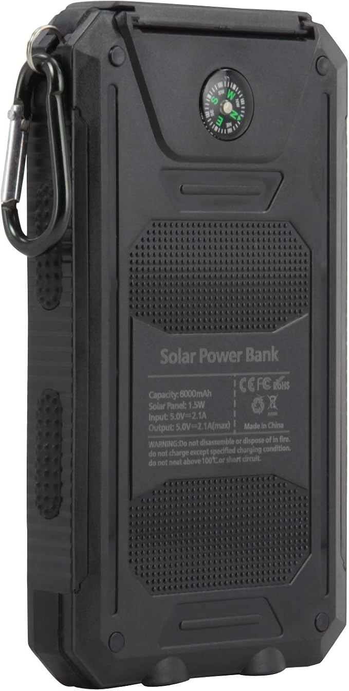 BoxWave Power Bank Compatible with Amazon Fire HD 8 (7th Gen 2017) - Solar Rejuva PowerPack (10000mAh), Solar Powered Backup Power Bank 10000mAh - Jet Black