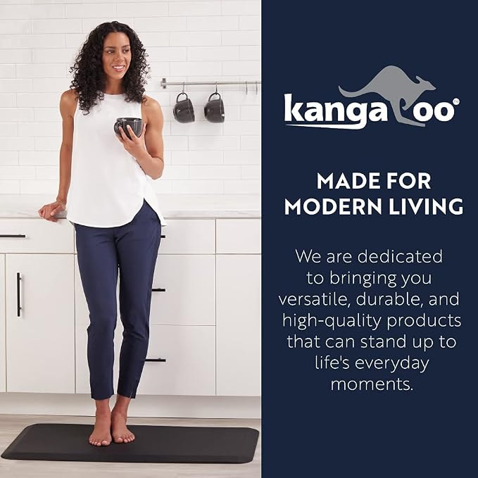KANGAROO Anti Fatigue Mats for Kitchen Floor, Reduce Foot, Knee Pressure, 3/4 Inch Thick Cushioned Ergonomic Mat, Waterproof Comfort Rug for Under Sinks, Standing Desk, Stores, 20x32, Hunter Green