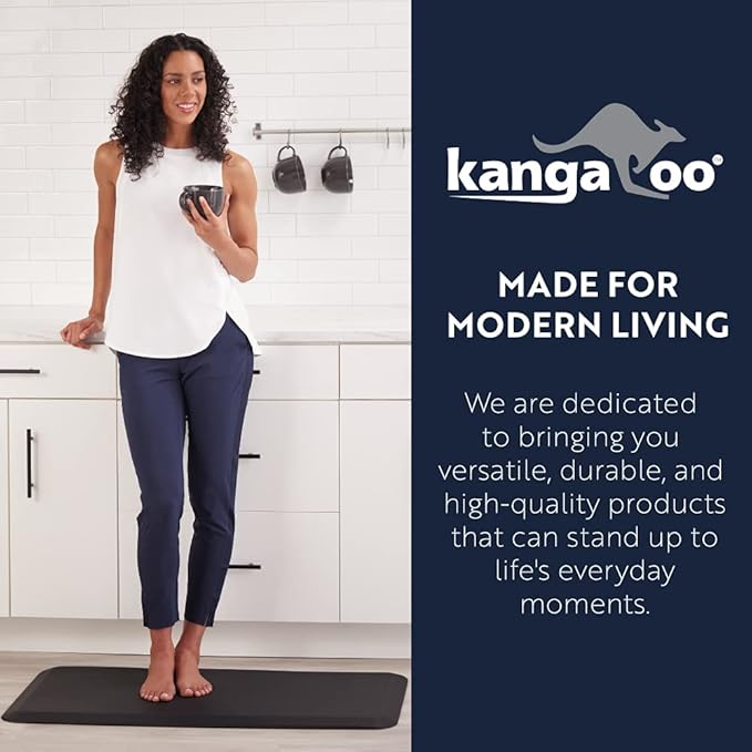 KANGAROO Anti Fatigue Mats for Kitchen Floor, Reduce Foot, Knee, Back Pressure, 3/4 Inch Thick Cushioned Ergonomic Mat, Waterproof Comfort Rug for Under Sinks, Standing Desk, Stores, 20x32, Cappuccino
