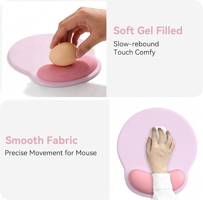 Ergonomic Mouse Pad with Wrist Rest,Mousepad with Wrist Support - Cute Gel Portable Mouse Pads for Desk Laptop,Computer,Office & Home Decor-(Glittery Blue Pink)