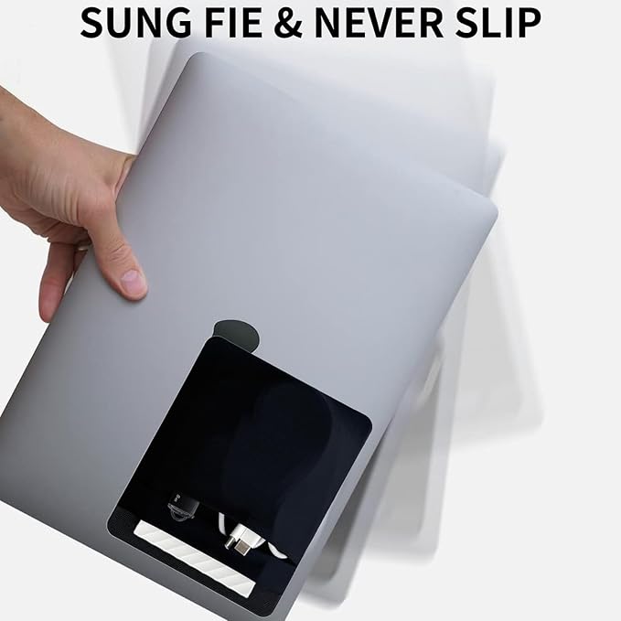 2-Pocket SSD Holder for Laptop,Adhesive Pouch,Portable Hard Drive Sleeve for Laptop,Compatible with External 2.5" HDD, Magic Mouse, Externa Hard Drive,USB Cable and More Holder - Black