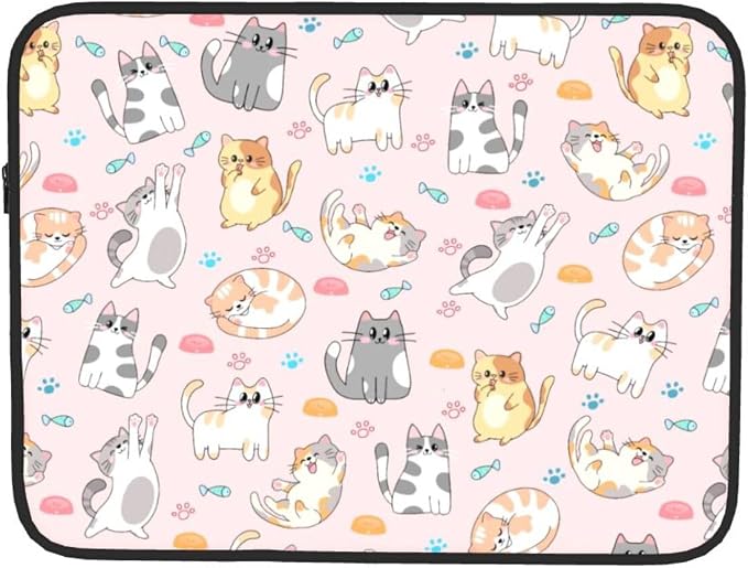 Pink Cat Laptop Sleeve Case for Men Women Waterproof Oxford Cloth Laptop Sleeve Bag Suitable for Most Ipads and Laptops Notebook Computer Pocket Tablet Traveling Carrying Simple Case 13 inch