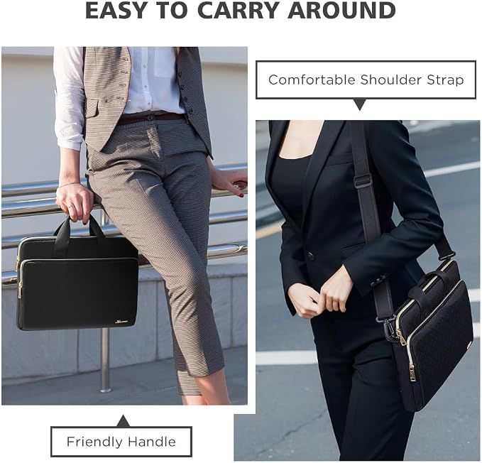 KIZUNA Laptop Sleeve Case 15.6 Inch Computer Shoulder Bag for for 16" MacBook Pro M3 Air M2 Max/16 Lenovo IdeaPad Flex 5i/Slim 3i/15.6" HP Envy x360 15/Dell XPS 15/15" IdeaPad Gaming 3i,Black