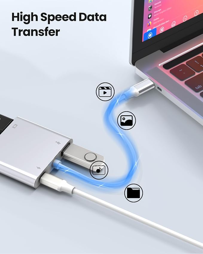 USB C to Dual HDTV Adapter,Silver 4K@60Hz with 100W PD, USB-A, Support C to 2 HD Splitter Extended Display for Type C Devices (MST is not Supported on MacOS)