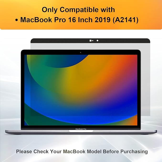 Mamol Privacy Screen MacBook Pro 16 Inch 2019 (A2141), Magnetic Removable Anti Glare Blue Light Filter Privacy Screen Protector with Webcam Cover for 16'' Apple Mac Laptop