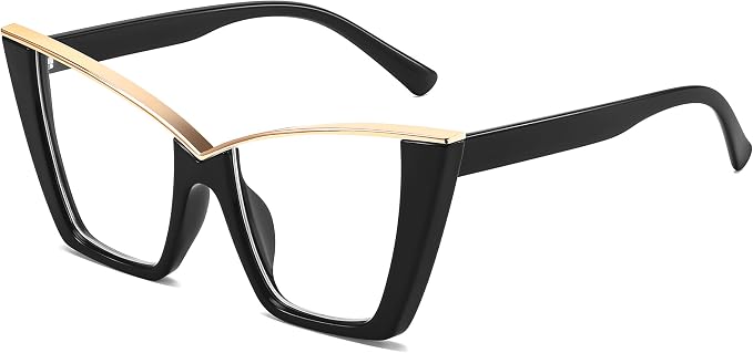 FEISEDY Fashion Cat Eye Blue Light Blocking Glasses for Women Fake Retro Eyeglasses Oversized Stylish Eyewear Frame B0240
