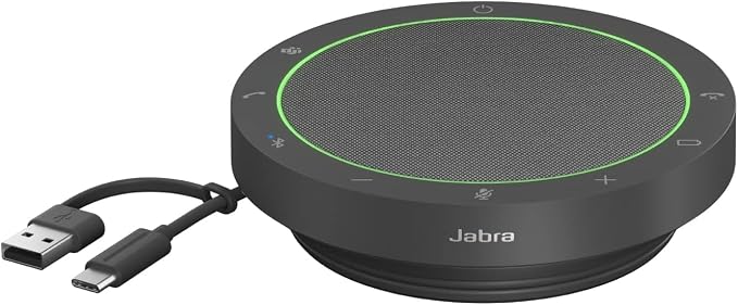Jabra Speak2 55 Wireless Bluetooth Speakerphone - Portable Speaker with 4 Noise-Cancelling Mics, 50mm Full-Range Speakers & Wideband Audio - Certified Microsoft Teams Speaker - Dark Grey