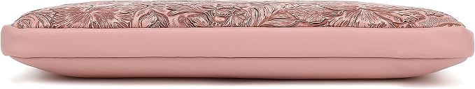 Embossing Floral Pattern PU Leather Laptop Sleeve Case with Pocket for MacBook Pro 14 inch and 14 inch-14.4 inch HP, Lenovo, Dell, ASUS, Acer Notebook Computer (Pink Brown)
