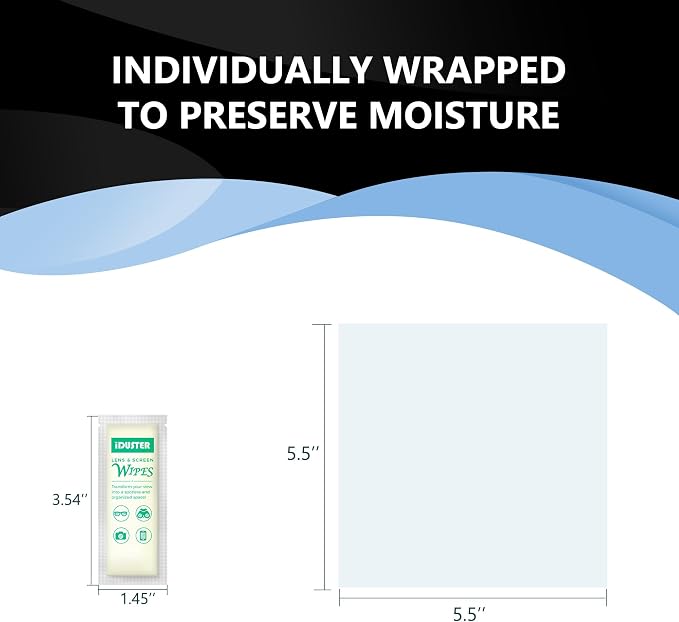 iDuster Screen Cleaner Wipes for Electronic Devices, Mobile Phone Screen Wipe, Electronic Cleaning Wipe Individually Wrapped, Pack of 100