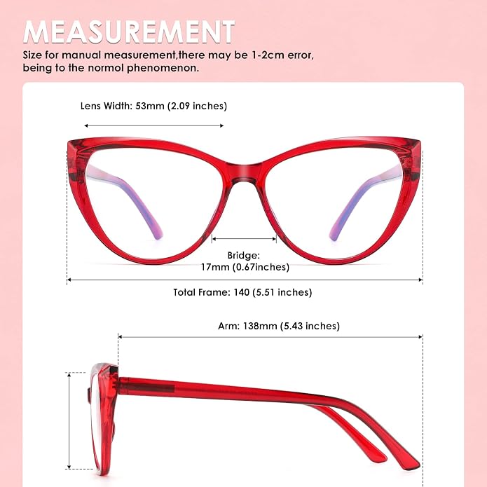 TEAPLMTT 2 Pack Cat Eye Blue Light Blocking Glasses for Women Trendy TR90 Frame Anti Blue Ray Eyesatrain Computer Eyeglasses