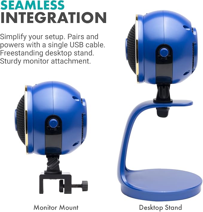 Movo WebMic HD Pro All-in-One Webcam with Mic and Ring Light in Royal Blue- 1080p HD Camera, Pro Cardioid Condenser Microphone, LED Ring Light - HD Webcam for Streaming, Video Calls, Recording, Gaming