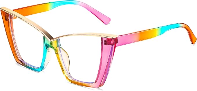 FEISEDY Fashion Cat Eye Blue Light Blocking Glasses for Women Fake Retro Eyeglasses Oversized Stylish Eyewear Frame B0240