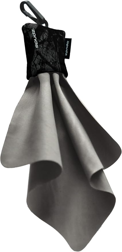 SPUDZ Classic Microfiber Lens Cleaner – Clip-On Pouch, Washable – for Binoculars, Scopes, Glasses, Screens | Classic | Stealth Shadow, 10 x 10 Inch