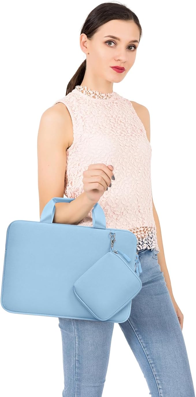 MOSISO Laptop Case 15 inch, Laptop Sleeve Bag Compatible with MacBook Air 15 inch M5 M4 M3 M2 2026-2023, Dell XPS, Neoprene Carrying Computer Bag with Handle&Detachable Small Case, Air Blue
