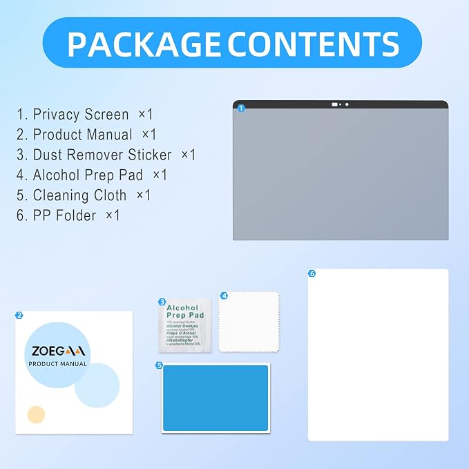 ZOEGAA Magnetic Privacy Screen MacBook Pro 15 Inch, Removable Privacy Screen Filters Anti-Spy, Anti Blue Light and Anti Glare Screen Protector for Macbook Pro 15 inch (2016-2019) Model (A1707, A1990)