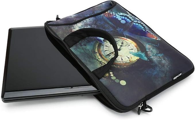 RICHEN 10 inch Messenger Bag Carrying Case Sleeve with Handle Accessory Pocket Fits 7 to 10-Inch Laptops/Notebook/Kids tablet (7-10.2 inch, Clock & Butterfly)