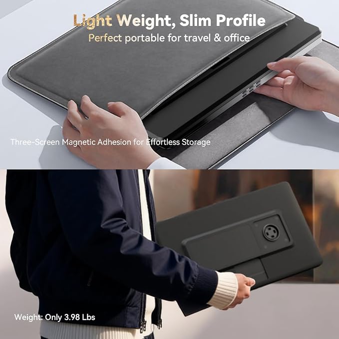 15.6" Laptop Screen Extender, FHD IPS Dual/Triple Screen Portable Monitor for Laptop 13-17.3", Plug n Play Extra Screen Detachable Laptop Monitor Extender for Win/Mac-S9H