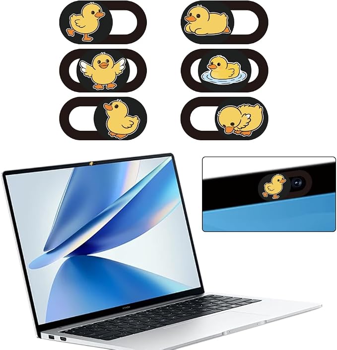 6Pcs 6 Styles Duck Cute Laptop Camera Cover Privacy Guard Accessories, 0.04 Inch Ultra Thin Webcam Cover Slide Protector Blocker for Desktop Computer Tablet Notebook Mini PC Office Use