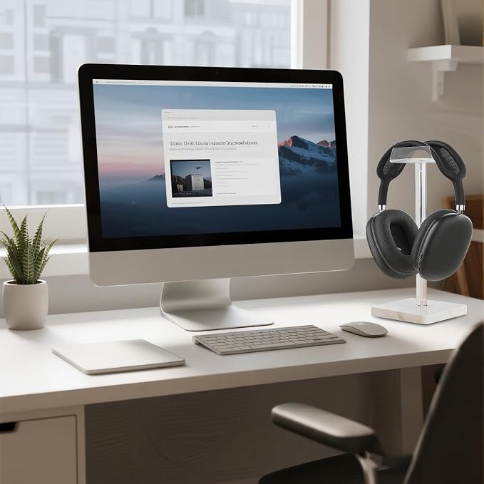 Acrylic Marble Headset Holder Headphone Holders for Desk, Gaming Headphone Stand,Universal Holder for Music Headset Accessories 1 Pack(DP029)