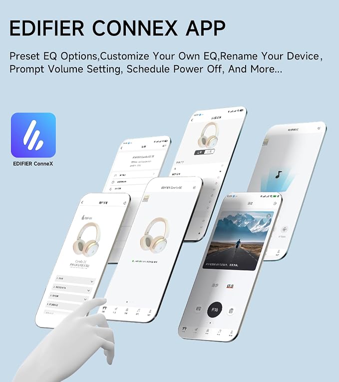Atom Max Hybrid Active Noise Cancelling Over-Ear Headphones - Hi-Res Audio with Microphone, Volume Control, 45H Playtime, Fast Charging, Bluetooth 5.4, App Customization, Foldable Headset, White