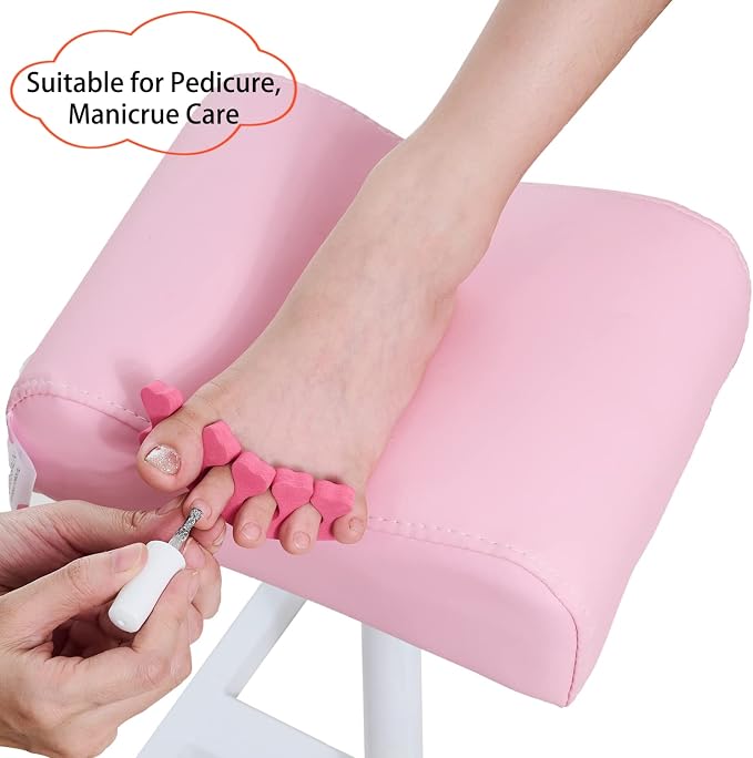 Pedicure Manicure Footrest Adjustable Height Stand Beauty SPA Salon Nail Care Pink