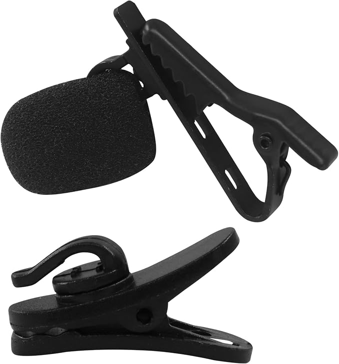 6 Pcs Lavalier Microphone Clips Replacement Kit with 6 Pcs Foam Windscreen Covers, 6 Pcs Plastic Wire Clips for Voice Recording, Video Conferencing, Online Meetings and Video Creators