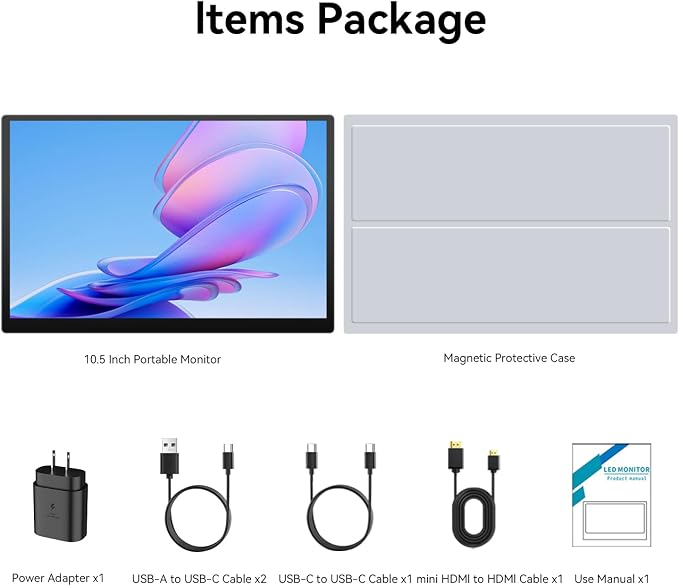 Showscreen 10.5" OLED 2.5K Portable Touch Monitor, 100% DCI-P3, for Windows Android Switch