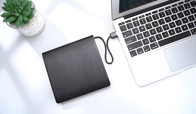 ROOFULL External CD DVD Drive for Laptop, USB 3.0 Type-C Portable CD/DVD+/-RW Optical Drive Reader Writer Burner Player for Windows 11/10/8/7 Computer Mac MacBook Linux PC